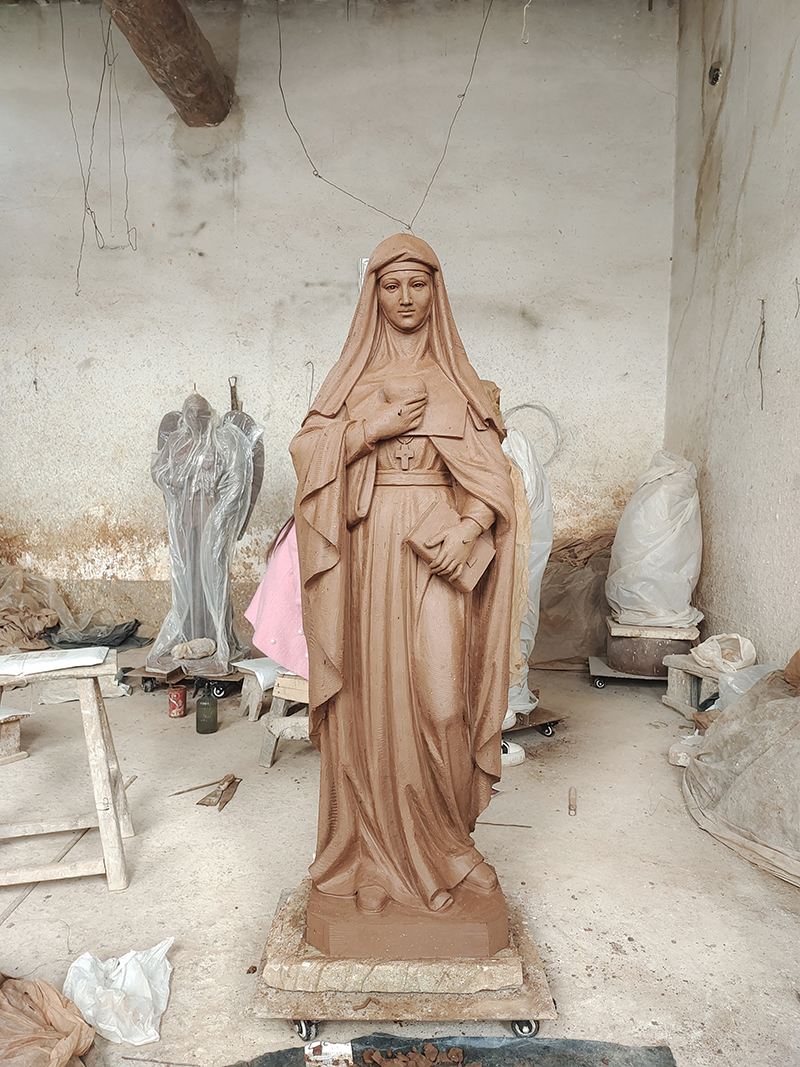 Hunan white marble St. Jane Frances de Chantel statue for church usage
