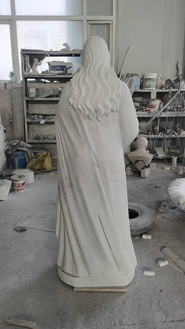 White marble pregnant Mary statue for outdoors usage