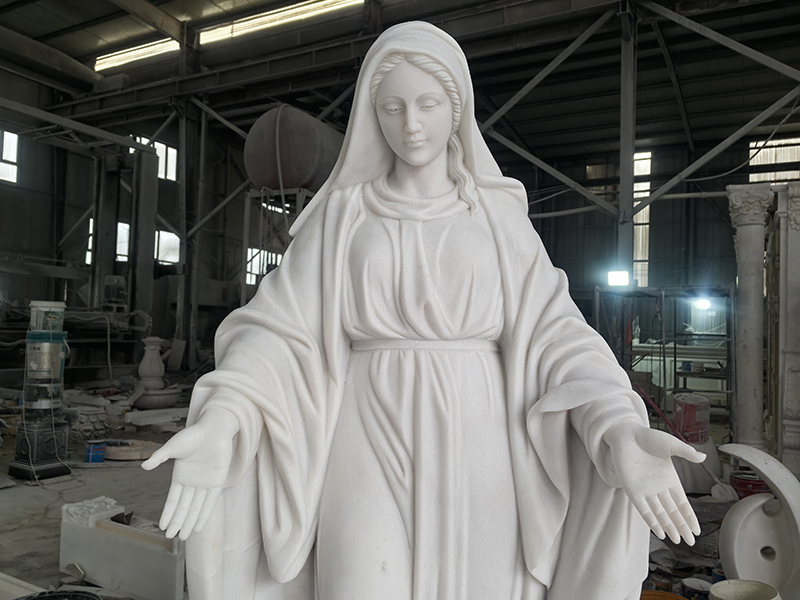 Guangxi white marble Our Lady of Grace statue with opeing arms statue
