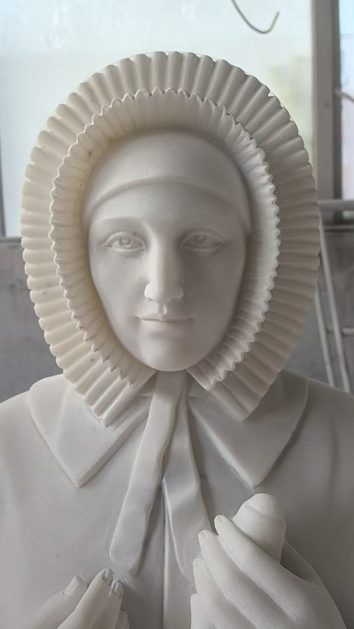 Guangxi white marble St. Raffaella statue for church usage