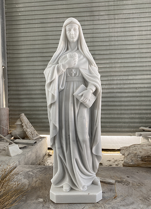 Guangxi white marble nun statue for outdoors usage