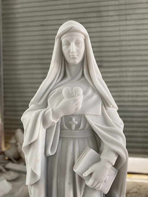 Guangxi white marble nun statue for outdoors usage