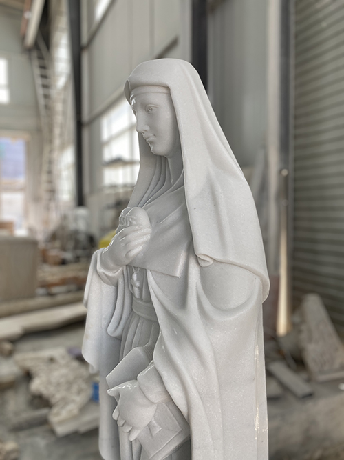 Guangxi white marble nun statue for outdoors usage