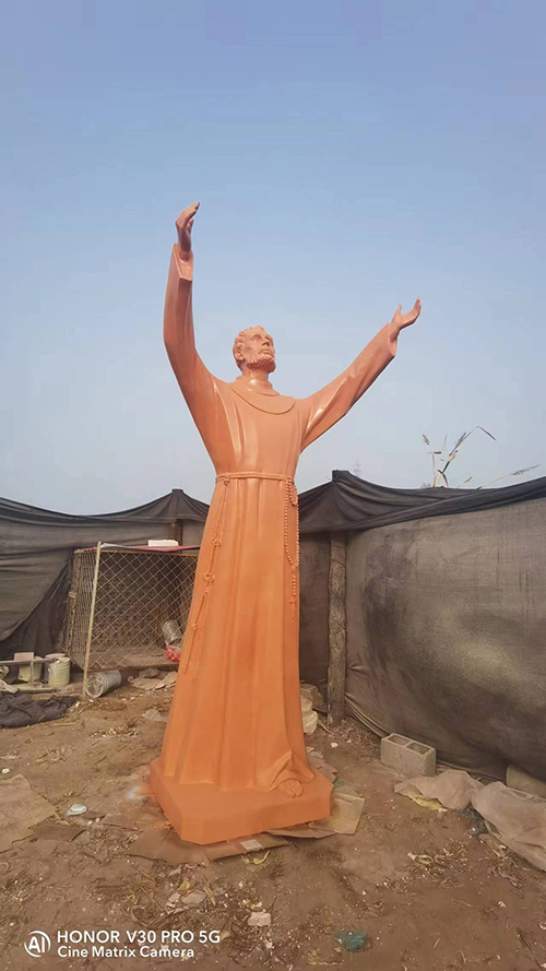 12 Foot Fiberglass Francis statue for outdoors usage