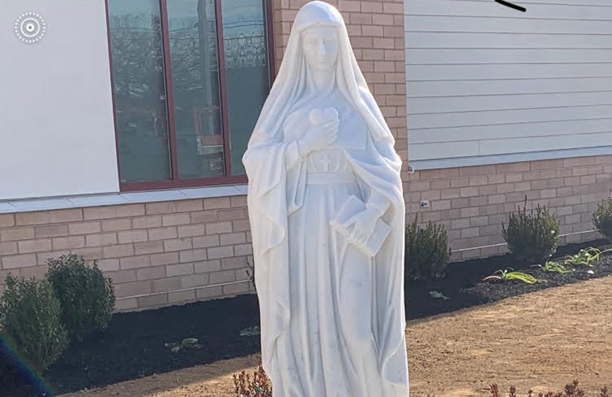 Hunan white marble St. Jane Frances de Chantel statue for church usage