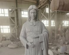 Hunan white marble life size pregnant mary statue for outdoors usage