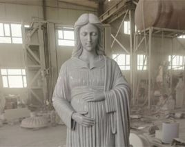 Hunan white marble life size pregnant mary statue for outdoors usage