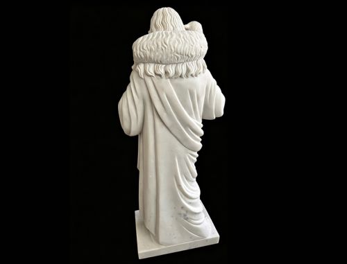 Religious hand carved white marble Jesus the Good Shepherd statue for church usage