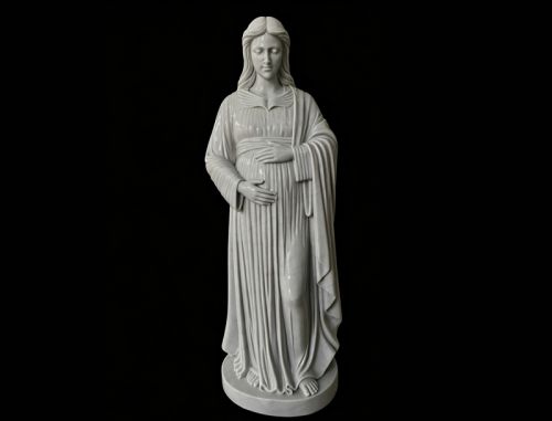 White marble pregnant Mary statue for outdoors usage