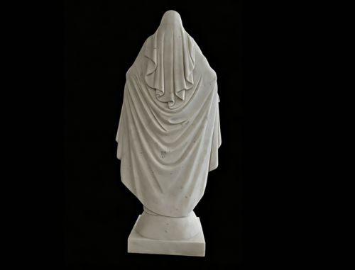 White marble blessed mother with opening-arms statue for church usage