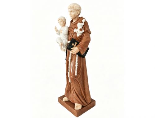 Life size religious marble Joseph holds baby Jesus statue